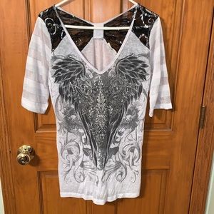 Angels and Diamonds tshirt lace sequins